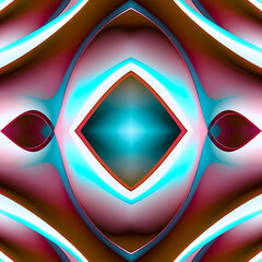 abstract figure in red blue neon colors. Generative AI