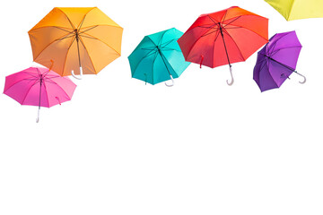 Set of colorful umbrellas isolate on white background.clipping path. - obrazy, fototapety, plakaty