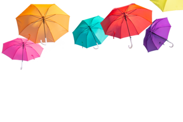 Set of colorful umbrellas isolate on white background.clipping path.