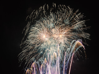 Colourful New Year's Fireworks in Las Palmas de Gran Canaria, Canary Islands, Spain