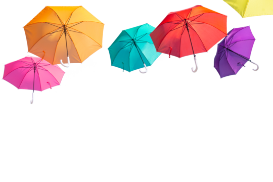 Set of colorful umbrellas isolate on white background.clipping path.