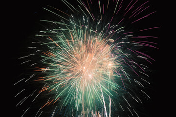 Colourful New Year's Fireworks in Las Palmas de Gran Canaria, Canary Islands, Spain