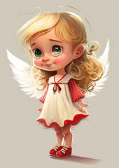 Fototapeta premium Little cute girl like an angel. Generative AI. 