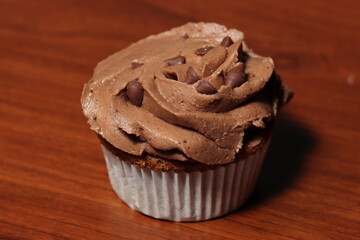 chocolate muffin on a table