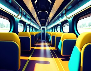 Best Inside A Modern Passenger Train Best Empty Train Inside View Background AI