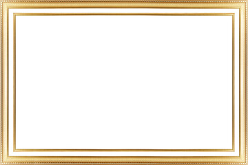 Wood frame isolated on white background. Gold frame isolated on white background.