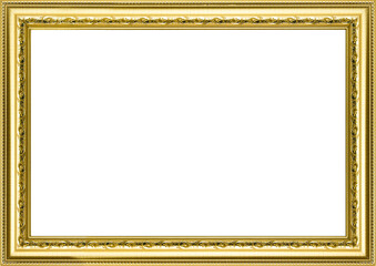 Wood frame isolated on white background. Gold frame isolated on white background.
