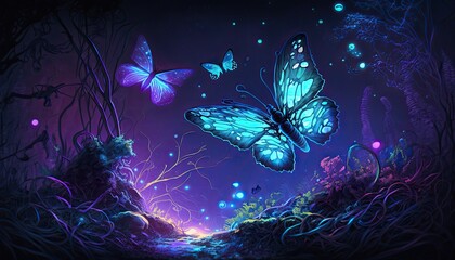 Fototapeta na wymiar background with butterflies Generative Ai