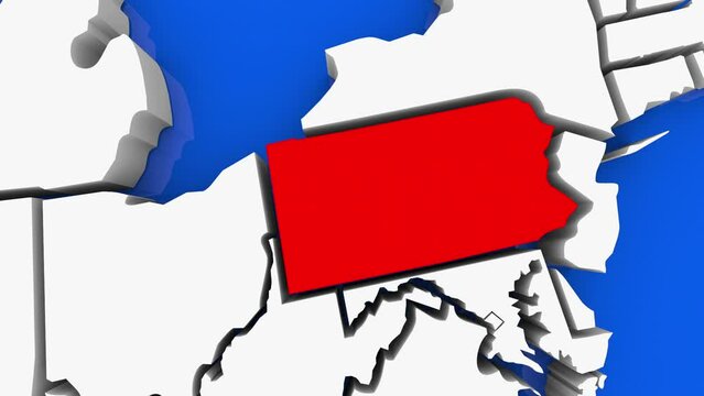 Pennsylvania PA State Map Philadelphia Travel Business Location 3d Animation
