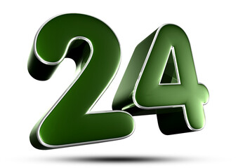 Number 24 dark green 3D illustration. Advertising signs. Product design. Product sales.