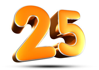Number 25 orange 3D illustration. Advertising signs. Product design. Product sales.