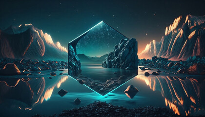 Elevate your decor with this minimalist wallpaper featuring a diamond shape and night sky. Generative AI.