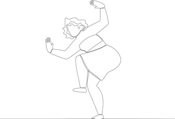 A woman is dancing on Africa day. Africa day one line drawing