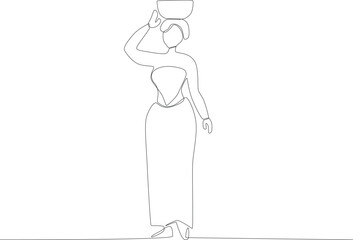 Women's clothing in celebration of Africa day. Africa day one line drawing