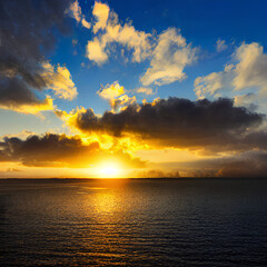 Obraz premium Sunset over the Sea Generative Art