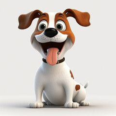 Cartoon Hund auf weißem Hintergrund (Generiert durch KI-Tool)
