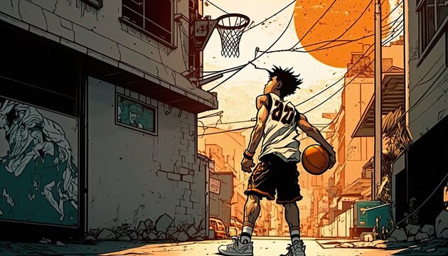 basketball on the street Generative Ai