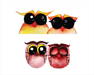 Cute owl watercolour clipart