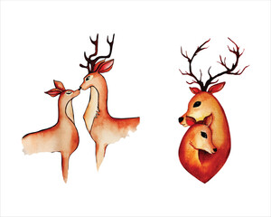 Cute Deer watercolour clipart