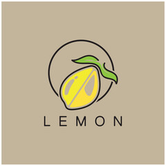 Fresh lemon fruit logo with leaves illustration template. Logo for lemon juice,lemon garden,fruit shop,modern vector.