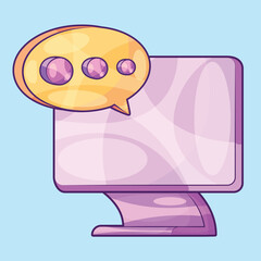 Monitor Screen with Speech Bubble. Online Messaging Illustration