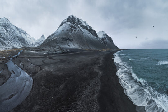 Road and mountains on seashore