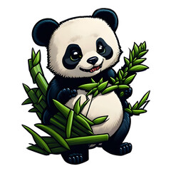 Cute Little Panda eating Bamboo was created using generative artificial intelligence tools.