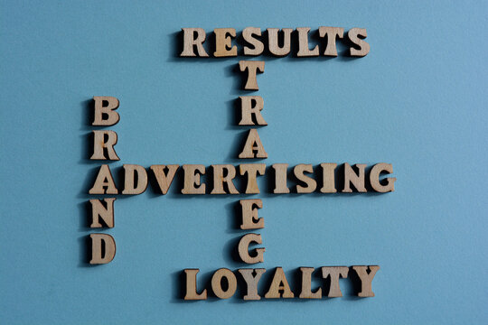 Advertising, Strategy, Results, Brand, Loyalty, words as crossword