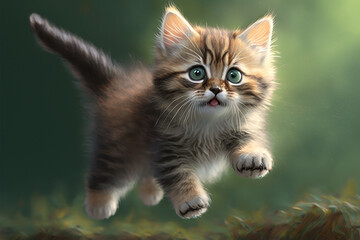Fototapeta premium Little playful kitten