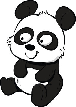 Cute little black and white baby panda