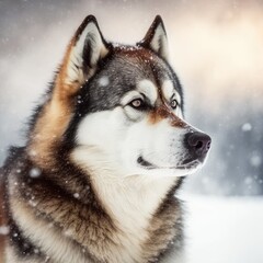 Obraz premium Fictional representations of Siberian husky in high quality, photo style, generative AI