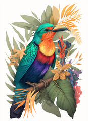 Obraz premium Colorful tropical bird. Generative AI. 