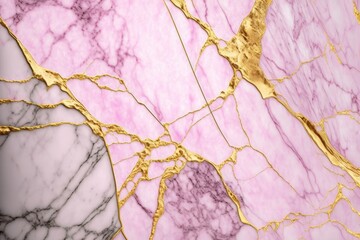 Luxury marble texture background white, pink and gold. Natural stone color material pattern, AI generated	
