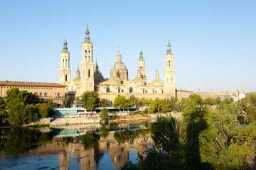 Saragossa city day view, Spain. Zaragoza cathedral.
