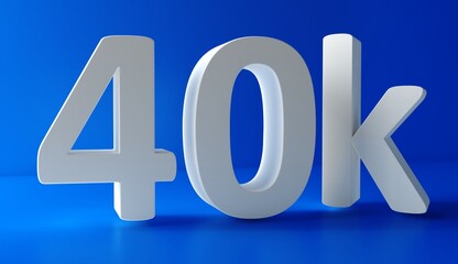 40K Followers. Achievement in 40K followers. 40 000 followers background. Congratulating networking thanks, net friends abstract image, customers. 3d rendering. Isolated like and thumbs. Web banner.