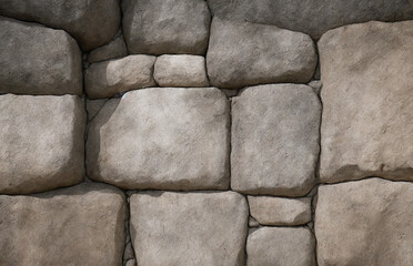 Stone wall. Abstract background with old stone polygonal masonry. Generative AI