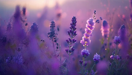 Obraz premium Lavender field, Generative AI