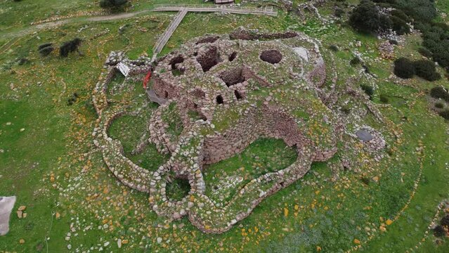 aerial view of the nuraghe di seruci, gonnesa, south sardinia
