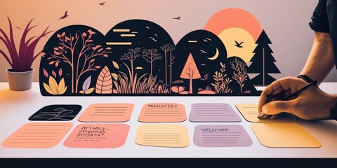 Artistic representation of card sorting method. Created with generative Ai technology