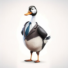 Obraz premium Goose Business Suit Isolated White. Generative AI