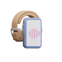 Cell phone headphones. 3d illustration