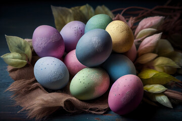 Obraz na płótnie Canvas Pastel Color Easter Egg's Compositions (6)