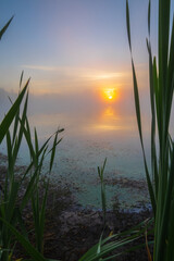 sunset over the lake