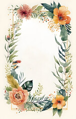 Watercolor floral frame botanicals decorations isolated