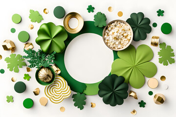 Top view photo of st patricks day decorations made with Generative AI