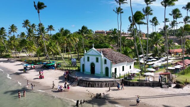Carneiros Church At Carneiros Beach In Pernambuco Brazil. Famous Church. Nature Landscape. Background Scenery. Travel Destinations. Carneiros Beach Pernambuco. 
