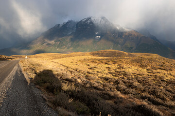 Misty morning in Torres del Paine National Park, Chile, South America