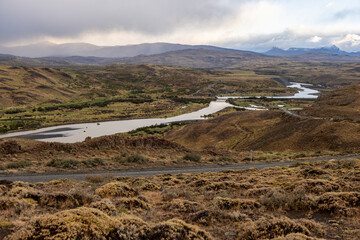 Misty morning in Torres del Paine National Park, Chile, South America