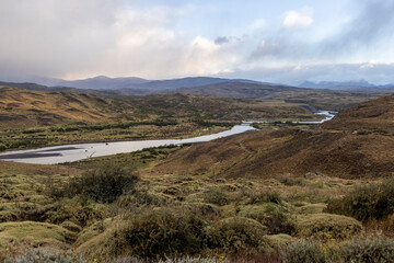 Misty morning in Torres del Paine National Park, Chile, South America