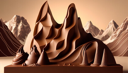 Mountains of chocolate, generative ai - 579810206